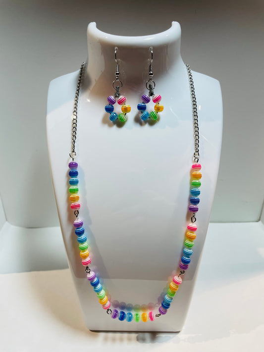 Rainbow set Halsband & örhängen (silver)