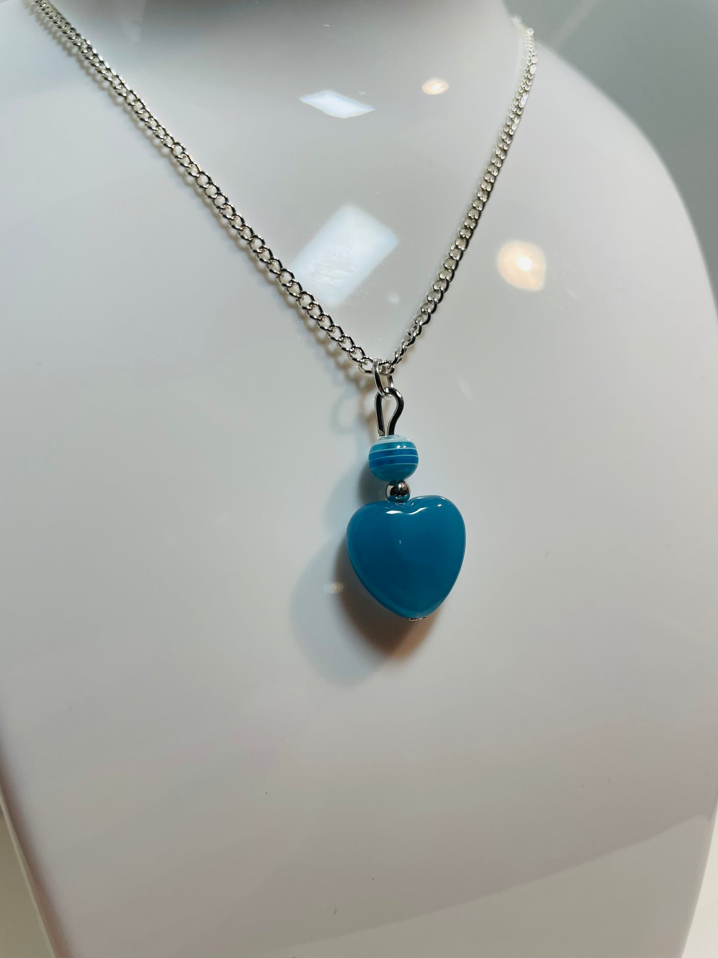 Silver Blue heart A halsband