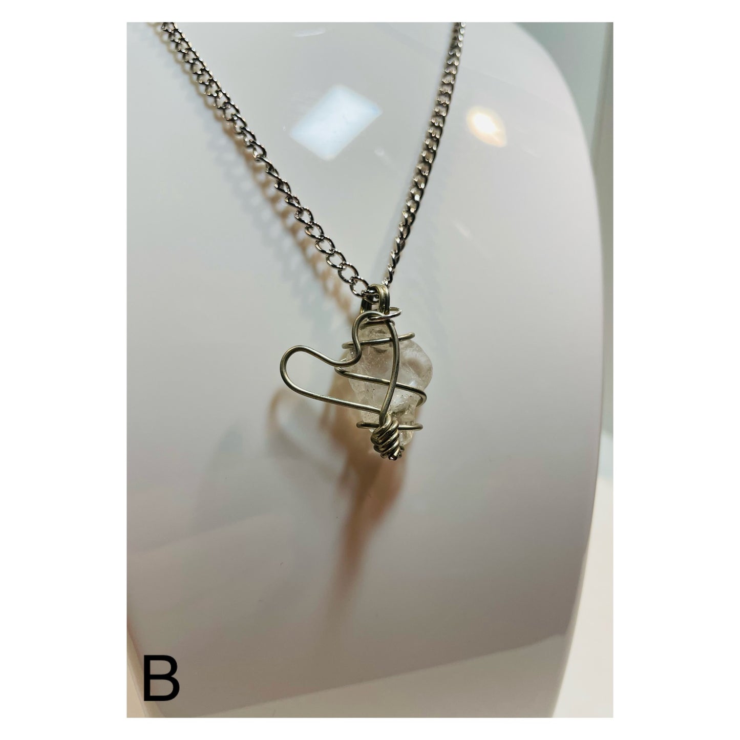 Clear Quarts heart B halsband