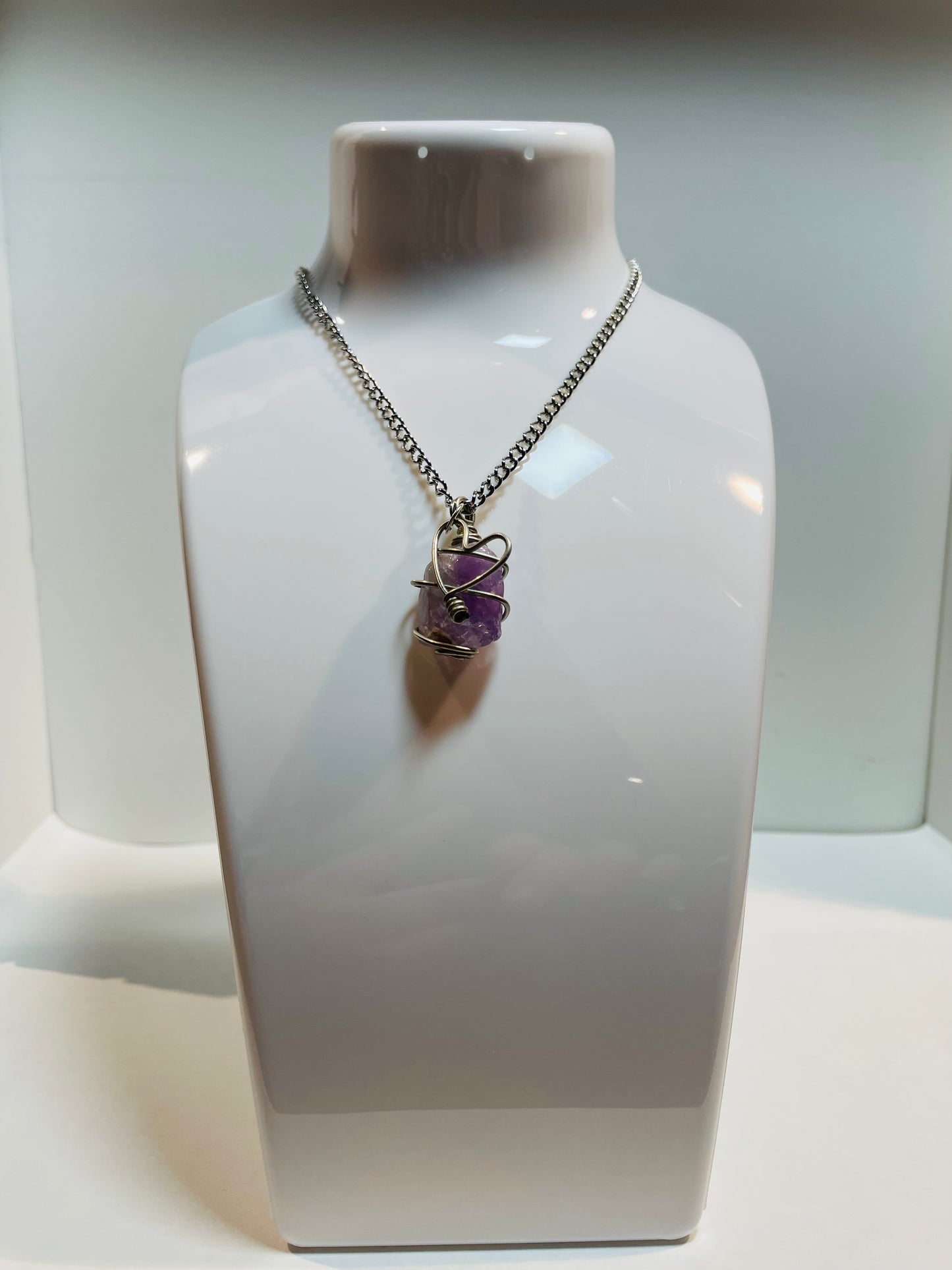 Amethyst heart H halsband