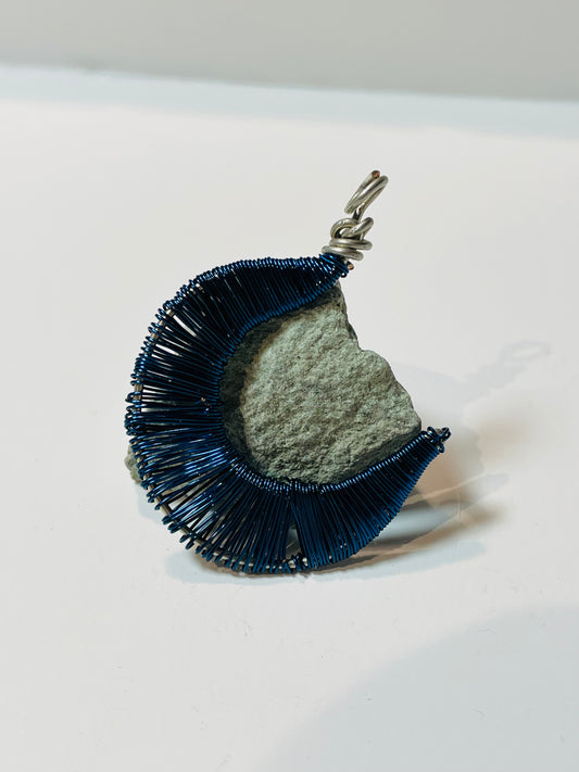 Blue moon silver pendant