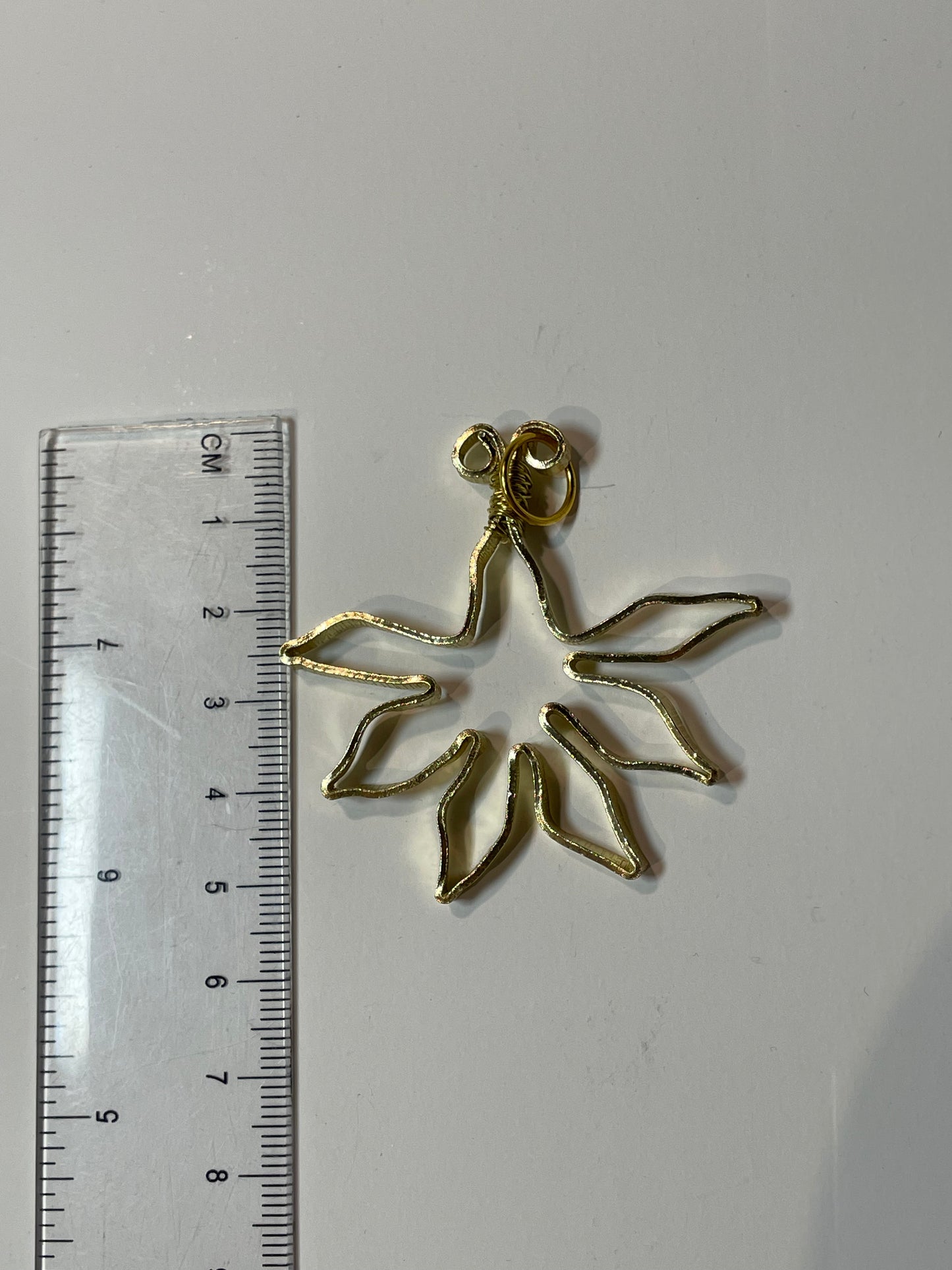 Wire gold leaf pendant D