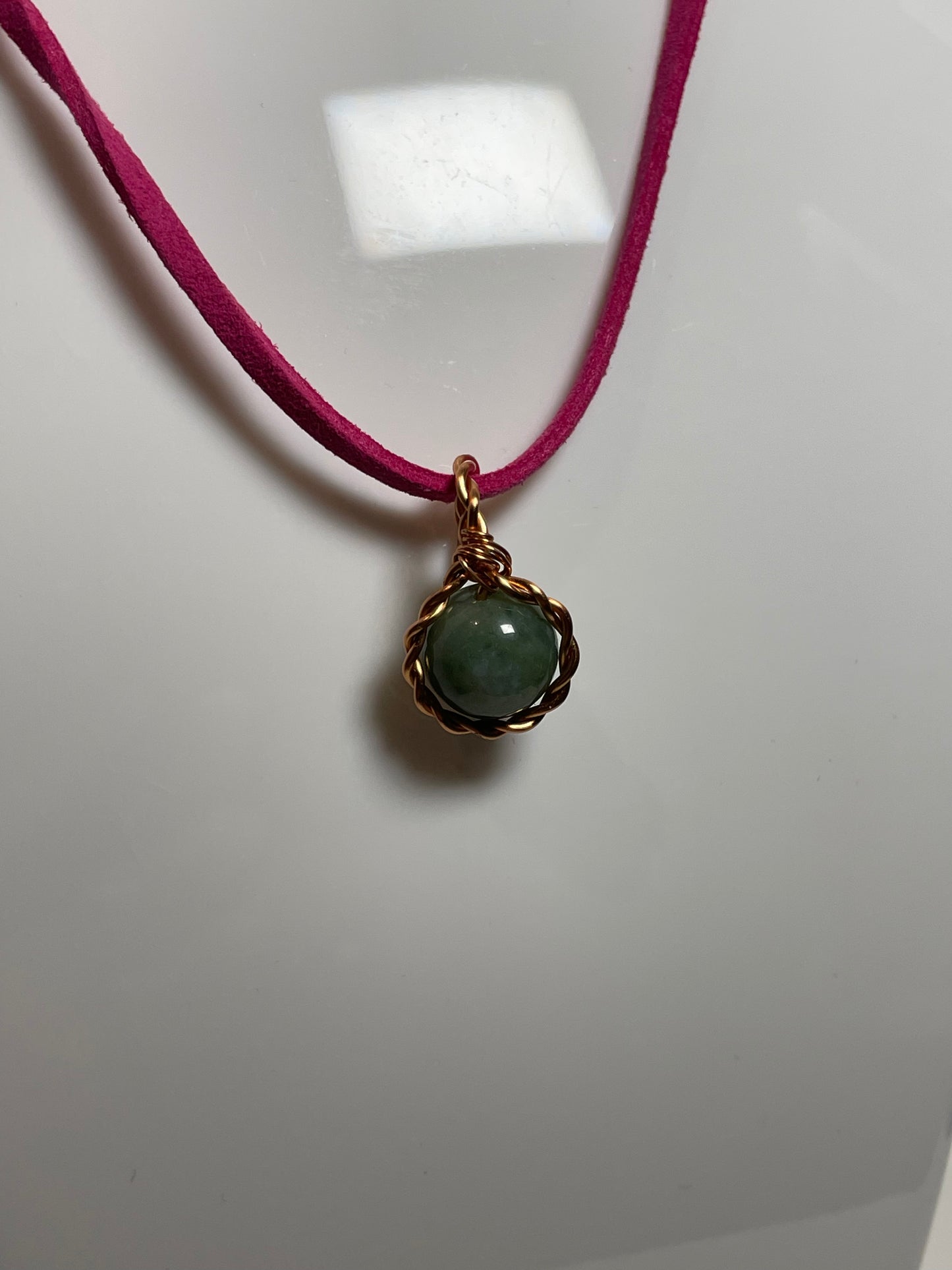 Wire wrap sphere C - Green agate