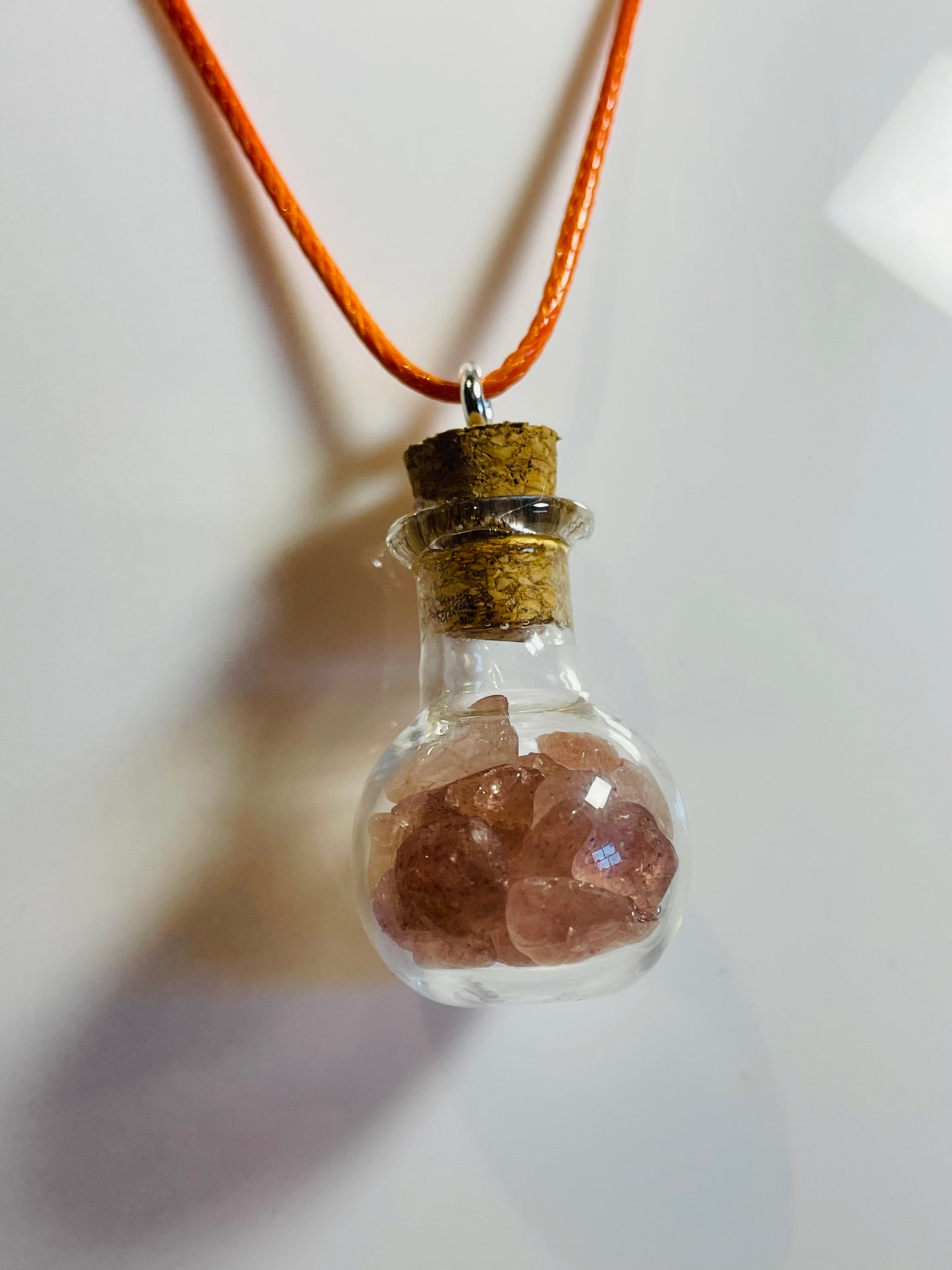 Bottle necklace - Rose Quarts